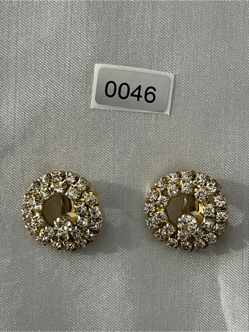 Gold-Tone Crystal Circle Clip Earrings - Clear